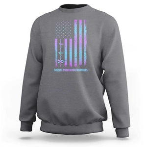 Suicide Prevention Warriors Sweatshirt Vintage American Flag Heartbeat Ribbon TS11 Charcoal Print Your Wear