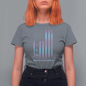 Suicide Prevention Warriors T Shirt For Women Vintage American Flag Heartbeat Ribbon TS11 Charcoal Print Your Wear