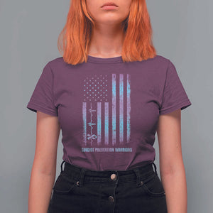 Suicide Prevention Warriors T Shirt For Women Vintage American Flag Heartbeat Ribbon TS11 Maroon Print Your Wear