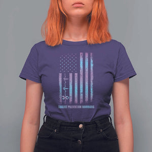 Suicide Prevention Warriors T Shirt For Women Vintage American Flag Heartbeat Ribbon TS11 Purple Print Your Wear