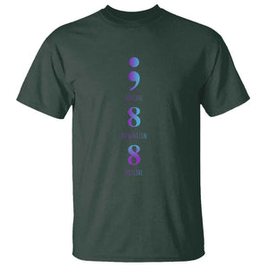 Suicide Prevention Awareness T Shirt 988 Suicide Prevention Hotline 988 Purple Teal Semicolon TS11 Dark Forest Green Print Your Wear