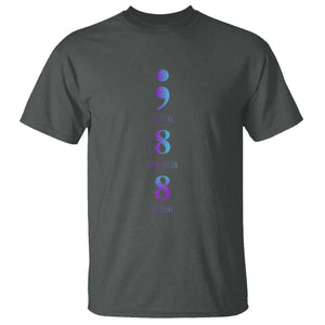 Suicide Prevention Awareness T Shirt 988 Suicide Prevention Hotline 988 Purple Teal Semicolon TS11 Dark Heather Print Your Wear