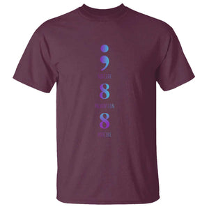 Suicide Prevention Awareness T Shirt 988 Suicide Prevention Hotline 988 Purple Teal Semicolon TS11 Maroon Print Your Wear