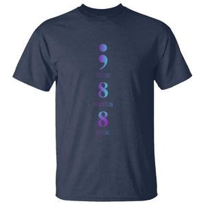 Suicide Prevention Awareness T Shirt 988 Suicide Prevention Hotline 988 Purple Teal Semicolon TS11 Navy Print Your Wear