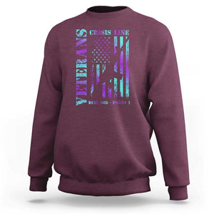 Suicide Prevention Awareness Sweatshirt Veterans Crisis Line Dial 988 Press 1 American Flag Gun TS11 Maroon Print Your Wear