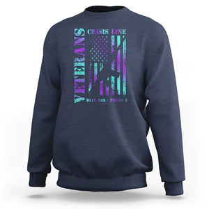 Suicide Prevention Awareness Sweatshirt Veterans Crisis Line Dial 988 Press 1 American Flag Gun TS11 Navy Print Your Wear