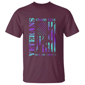 Suicide Prevention Awareness T Shirt Veterans Crisis Line Dial 988 Press 1 American Flag Gun TS11 Maroon Print Your Wear