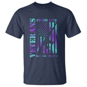 Suicide Prevention Awareness T Shirt Veterans Crisis Line Dial 988 Press 1 American Flag Gun TS11 Navy Print Your Wear