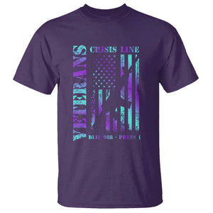 Suicide Prevention Awareness T Shirt Veterans Crisis Line Dial 988 Press 1 American Flag Gun TS11 Purple Print Your Wear