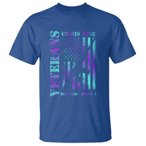 Suicide Prevention Awareness T Shirt Veterans Crisis Line Dial 988 Press 1 American Flag Gun TS11 Royal Blue Print Your Wear