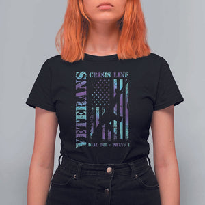 Suicide Prevention Awareness T Shirt For Women Veterans Crisis Line Dial 988 Press 1 American Flag Gun TS11 Black Print Your Wear