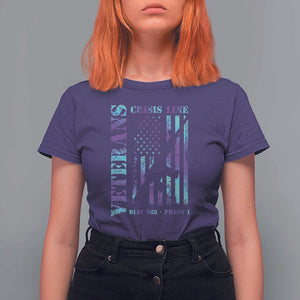 Suicide Prevention Awareness T Shirt For Women Veterans Crisis Line Dial 988 Press 1 American Flag Gun TS11 Purple Print Your Wear