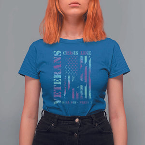 Suicide Prevention Awareness T Shirt For Women Veterans Crisis Line Dial 988 Press 1 American Flag Gun TS11 Royal Blue Print Your Wear