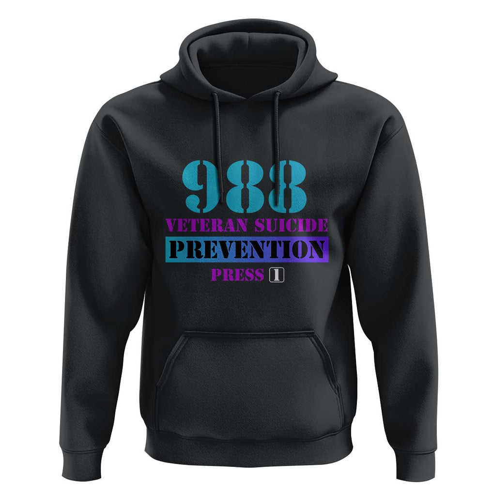 Suicide Prevention Awareness Hoodie 988 Veteran Suicide Prevention Press 1 TS11 Black Print Your Wear