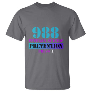 Suicide Prevention Awareness T Shirt 988 Veteran Suicide Prevention Press 1 TS11 Charcoal Print Your Wear