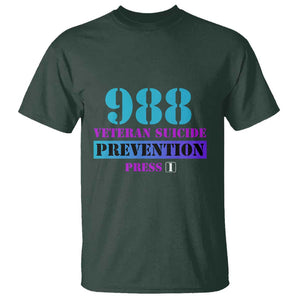 Suicide Prevention Awareness T Shirt 988 Veteran Suicide Prevention Press 1 TS11 Dark Forest Green Print Your Wear