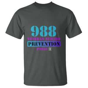 Suicide Prevention Awareness T Shirt 988 Veteran Suicide Prevention Press 1 TS11 Dark Heather Print Your Wear