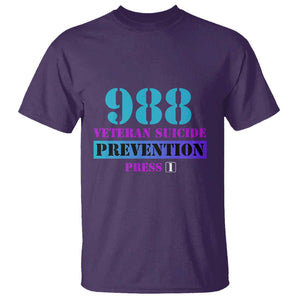 Suicide Prevention Awareness T Shirt 988 Veteran Suicide Prevention Press 1 TS11 Purple Print Your Wear