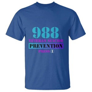 Suicide Prevention Awareness T Shirt 988 Veteran Suicide Prevention Press 1 TS11 Royal Blue Print Your Wear