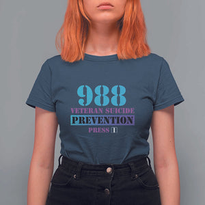 Suicide Prevention Awareness T Shirt For Women 988 Veteran Suicide Prevention Press 1 TS11 Navy Print Your Wear