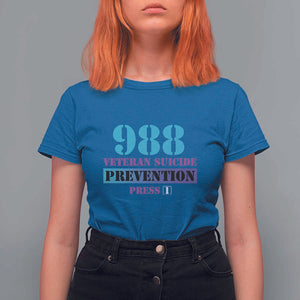 Suicide Prevention Awareness T Shirt For Women 988 Veteran Suicide Prevention Press 1 TS11 Royal Blue Print Your Wear