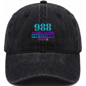 Suicide Prevention Awareness Washed Cotton Baseball Cap 988 Veteran Suicide Prevention Press 1 TS11 Print Your Wear