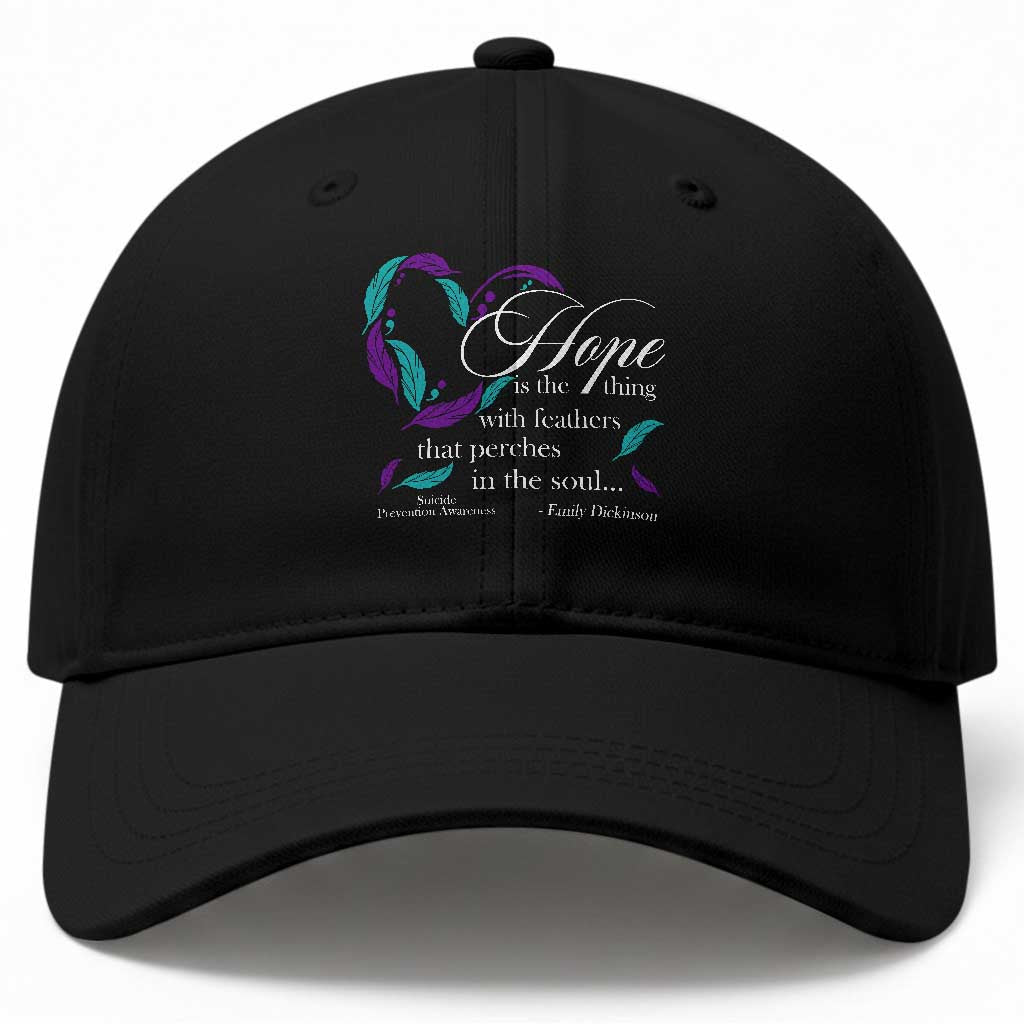 Suicide Prevention Awareness Baseball Cap Hope Is The Thing With Feathers That Perches In The Soul Heart TS11 Print Your Wear