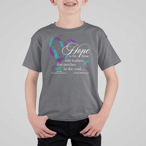 Suicide Prevention Awareness T Shirt For Kid Hope Is The Thing With Feathers That Perches In The Soul Heart TS11 Charcoal Print Your Wear