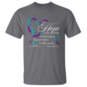 Suicide Prevention Awareness T Shirt Hope Is The Thing With Feathers That Perches In The Soul Heart TS11 Charcoal Print Your Wear