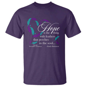 Suicide Prevention Awareness T Shirt Hope Is The Thing With Feathers That Perches In The Soul Heart TS11 Purple Print Your Wear