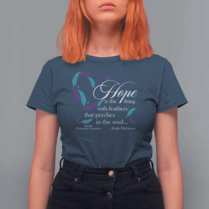 Suicide Prevention Awareness T Shirt For Women Hope Is The Thing With Feathers That Perches In The Soul Heart TS11 Navy Print Your Wear