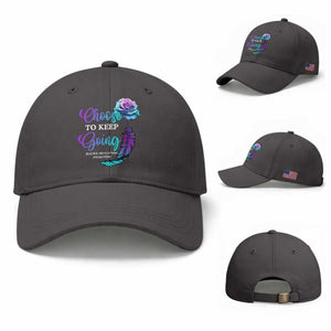Suicide Prevention Awareness Baseball Cap Choose To Keep Going Semicolon Rose Feather TS11 Baseball Cap Universal Fit Dark Gray Print Your Wear