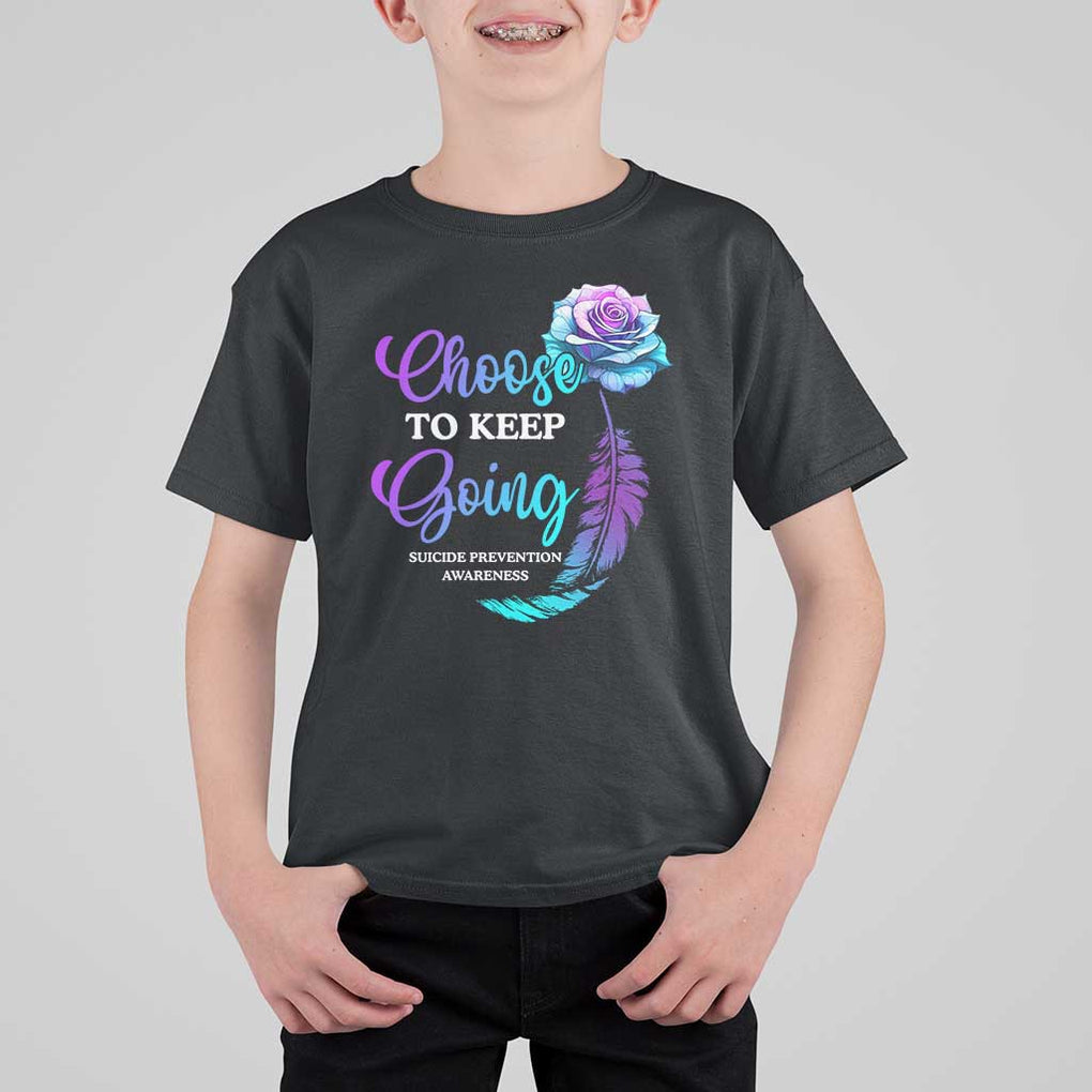 Suicide Prevention Awareness T Shirt For Kid Choose To Keep Going Semicolon Rose Feather TS11 Black Print Your Wear