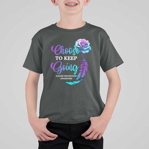 Suicide Prevention Awareness T Shirt For Kid Choose To Keep Going Semicolon Rose Feather TS11 Dark Heather Print Your Wear