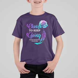 Suicide Prevention Awareness T Shirt For Kid Choose To Keep Going Semicolon Rose Feather TS11 Purple Print Your Wear