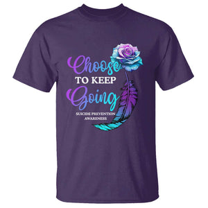 Suicide Prevention Awareness T Shirt Choose To Keep Going Semicolon Rose Feather TS11 Purple Print Your Wear