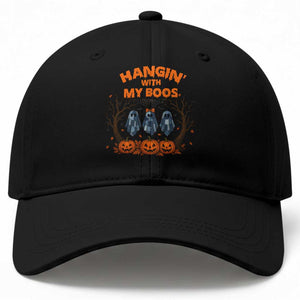 Funny Halloween Blue Denim Patchwork Ghost Baseball Cap Hangin With My Boos