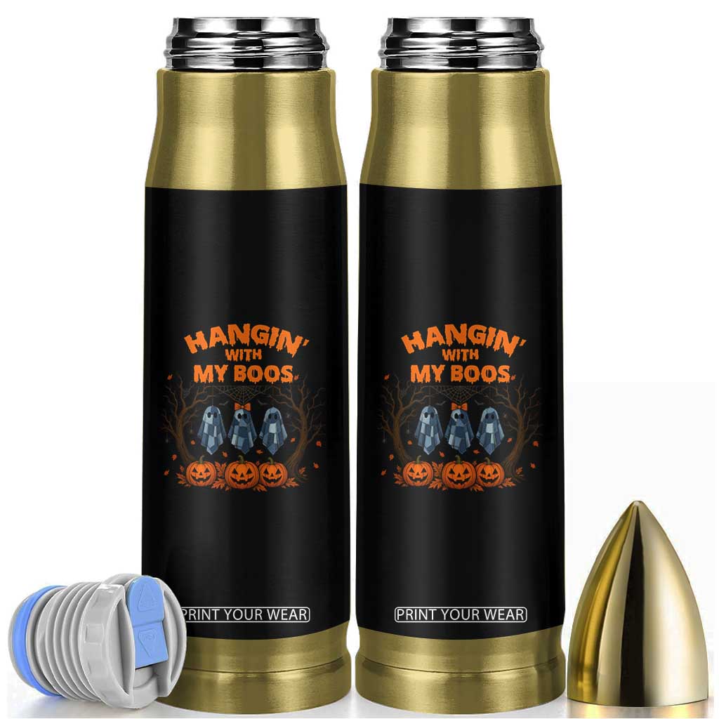 Funny Halloween Blue Denim Patchwork Ghost Bullet Tumbler Hangin With My Boos