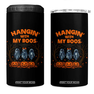 Funny Halloween Blue Denim Patchwork Ghost 4 in 1 Can Cooler Tumbler Hangin With My Boos