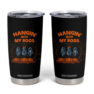 Funny Halloween Blue Denim Patchwork Ghost Tumbler Cup Hangin With My Boos