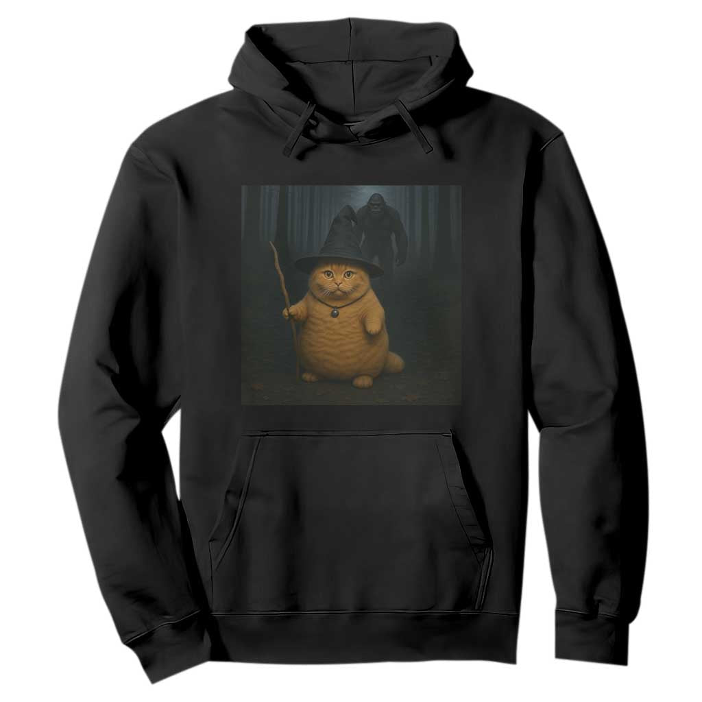 Funny Halloween Witch Cat Selfie With Bigfoot Sasquatch Hoodie