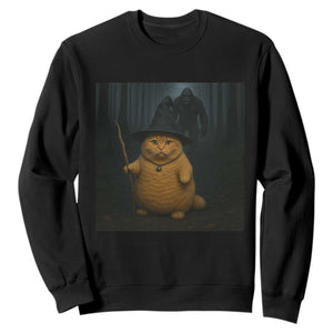 Funny Halloween Witch Cat Selfie With Bigfoot Sasquatch Sweatshirt