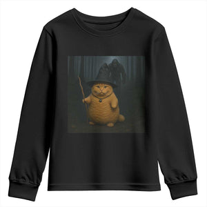 Funny Halloween Witch Cat Selfie With Bigfoot Sasquatch Youth Sweatshirt
