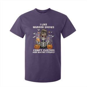 Funny I Like Murder Shows Comfy Clothes And Maybe 3 People T Shirt For Kid Halloween Skeleton TS11 Purple Print Your Wear