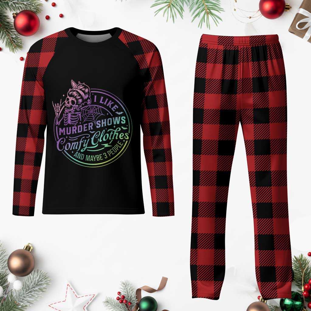 Funny I Like Murder Shows Comfy Clothes And Maybe 3 People Plaid Pajama Set Crime Show Lover TS11 Buffalo Plaid Print Your Wear