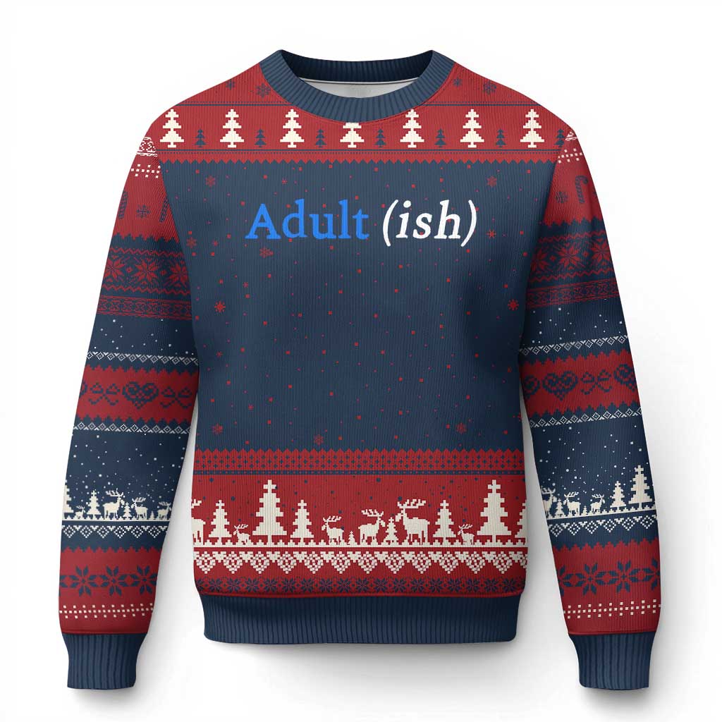 Funny Adultish Adult Sarcasm 18th Birthday Ugly Christmas Sweater TS11 Navy Red Print Your Wear