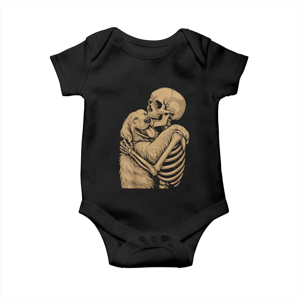Skeleton Hugging Dog Halloween Dog Lover Baby Onesie TS11 Black Print Your Wear