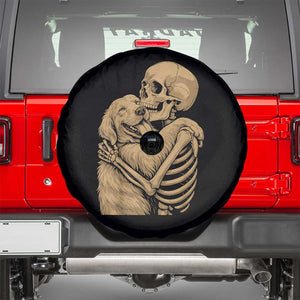 Skeleton Hugging Dog Halloween Dog Lover Spare Tire Cover TS11 Black Print Your Wear