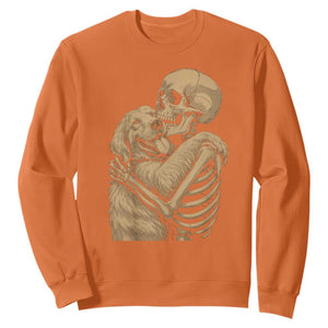 Skeleton Hugging Dog Halloween Dog Lover Sweatshirt TS11 Orange Print Your Wear