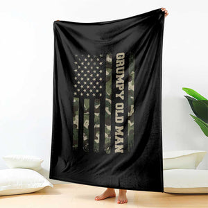 Funny Grumpy Old Man Throw Blanket Vintage Camo American Flag Fathers Day TS11 Print Your Wear